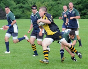 A great breakaway forcing a missed tackle and an Old Gold player is on his way to another try.