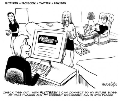 This cartoon from Mashable and Hubspot sums up what some seeing social media devolving into.